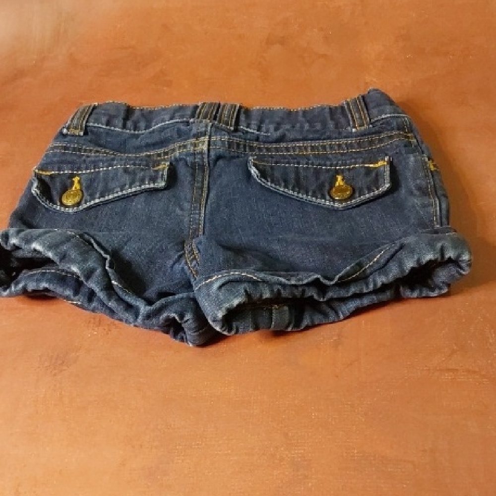 Old Navy Dark Blue Jean Shorts With Yellow Stitching - Picture 4 of 4